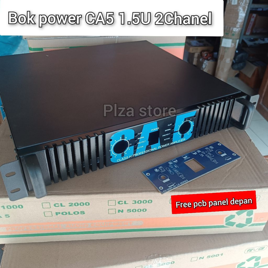 Bok power amplifier CA 5 CA5 1,5U 2Chanel bahan plat besi tebal Pjg 40.2cm Lbr 43.7cm Tinggi 7cm