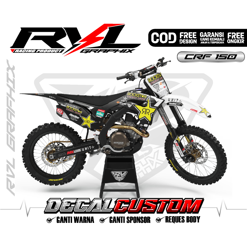 DECAL STICKER CRF 150/250 CUSTOM GAMBAR FULL BODY PREMIUM ROCKSTAR