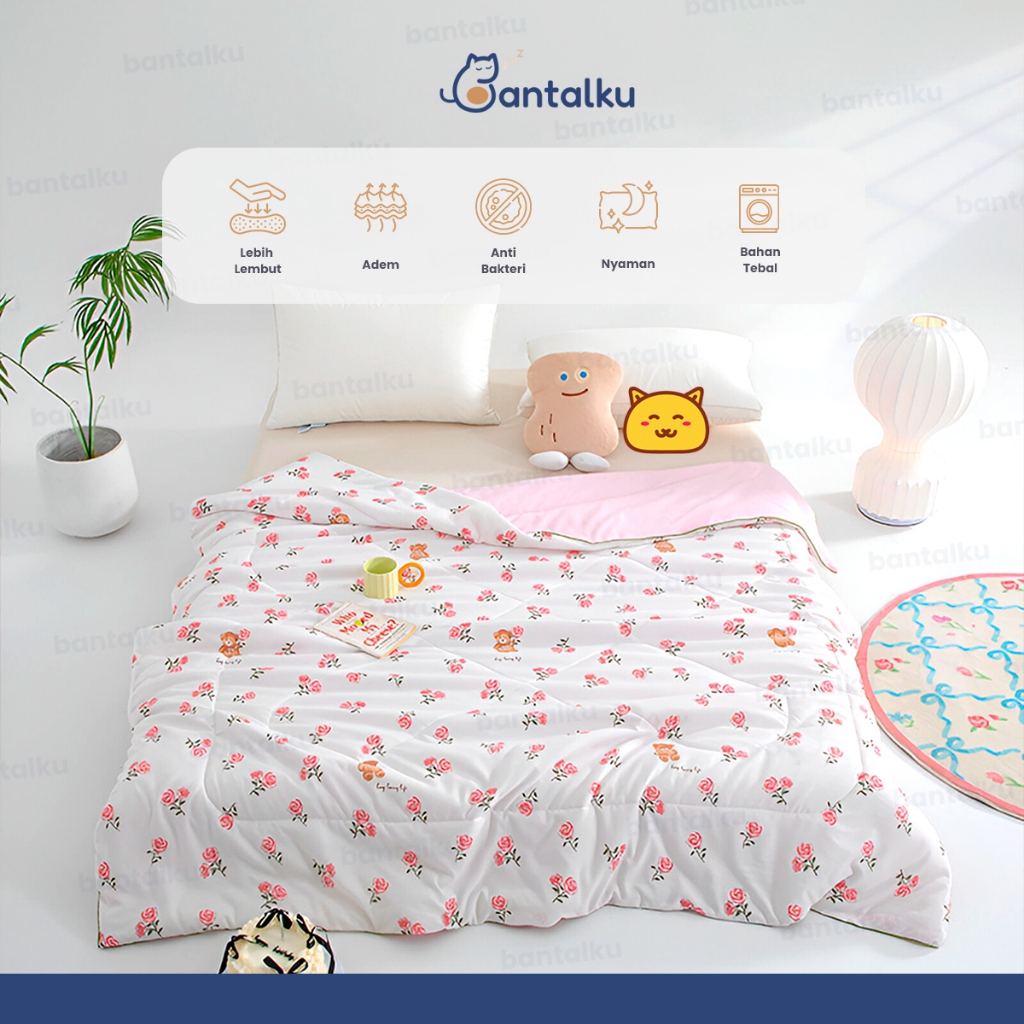 Bantalku - Selimut Bedcover Katun Seersucker Bedcover Deluxe 2 Tone Selimut Bedcover Only