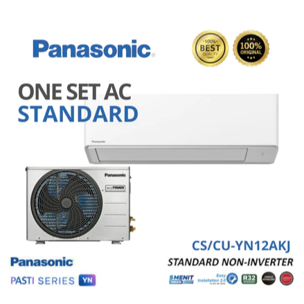 AC PANASONIC STNDARD 1 1/2 PK CS-YN12AKJ BARU ( INDOOR + OUTDOOR )