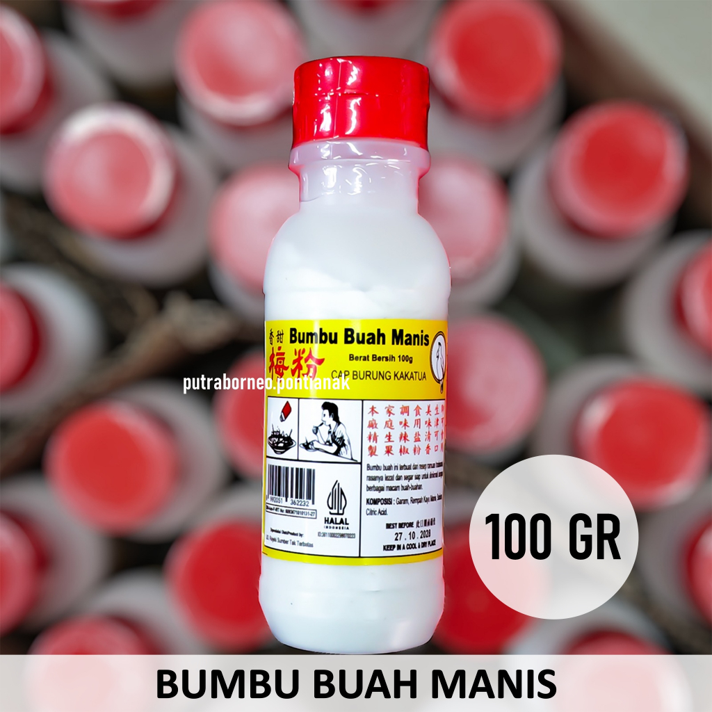 Bumbu Buah Pedas Manis Cap Kakatua 100 gr / Garam Buah Kiamboy / Asinan Buah