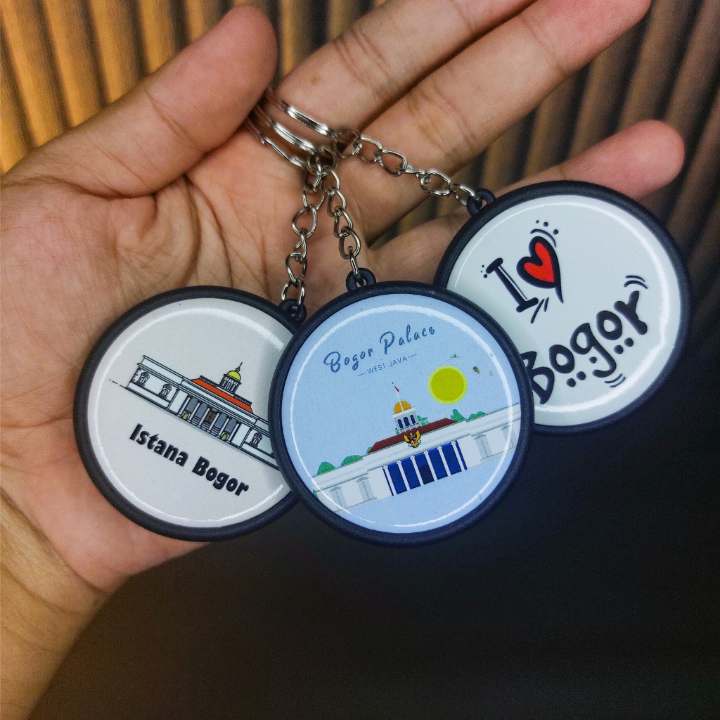 GANTUNGAN KUNCI BOGOR BULAT KEYCHAIN / Oleh-oleh Khas Bogor / 2 Sisi / PREMIUM GLOSSY
