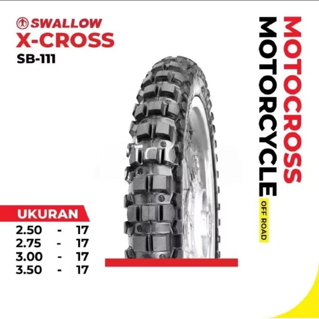 Ban Luar TubeType Ring 17 250-17. 275-17. 300-17. 350-17. Tipe X-CROSS  Merk Swallow