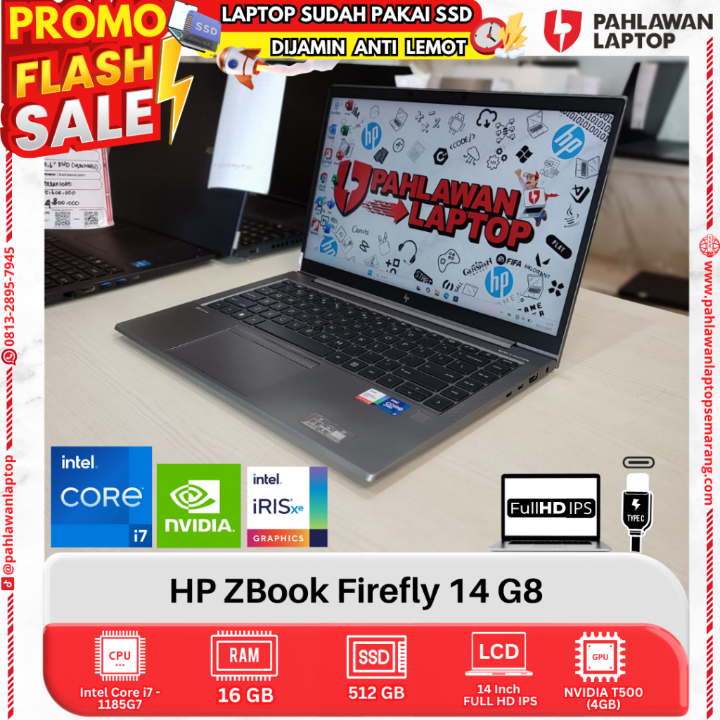 LAPTOP HP ZBook Firefly 14 G8 CORE i7 GEN 11 RAM 16GB SSD 512GB DUAL VGA