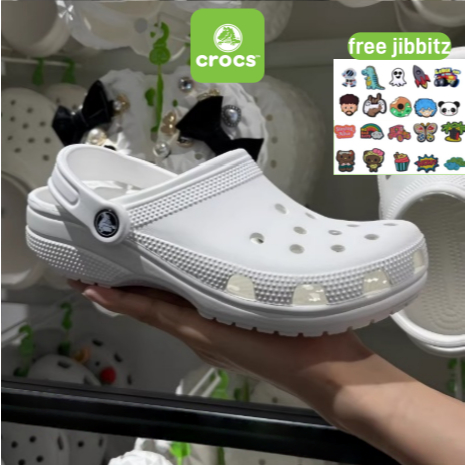 Sendal Crocs Original Classic Clog  Anti Air Cross baya sandal wanita Warna Putih / White original