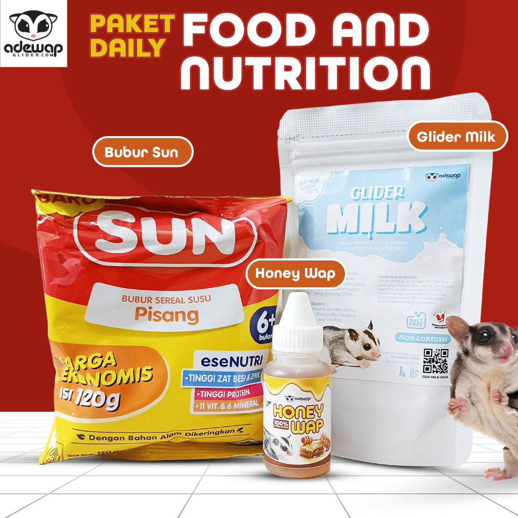 ADEWAP GLIDER Paket Food N Nutrition Sugar Glider Joey Makanan dan Nutrisi Harian Joey