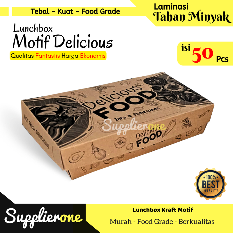 Paper Lunch Box Motif isi 50/ Lunch Box Paper / Lunch Box  / Lunch Box Kertas / Dus Box Ayam Geprek 