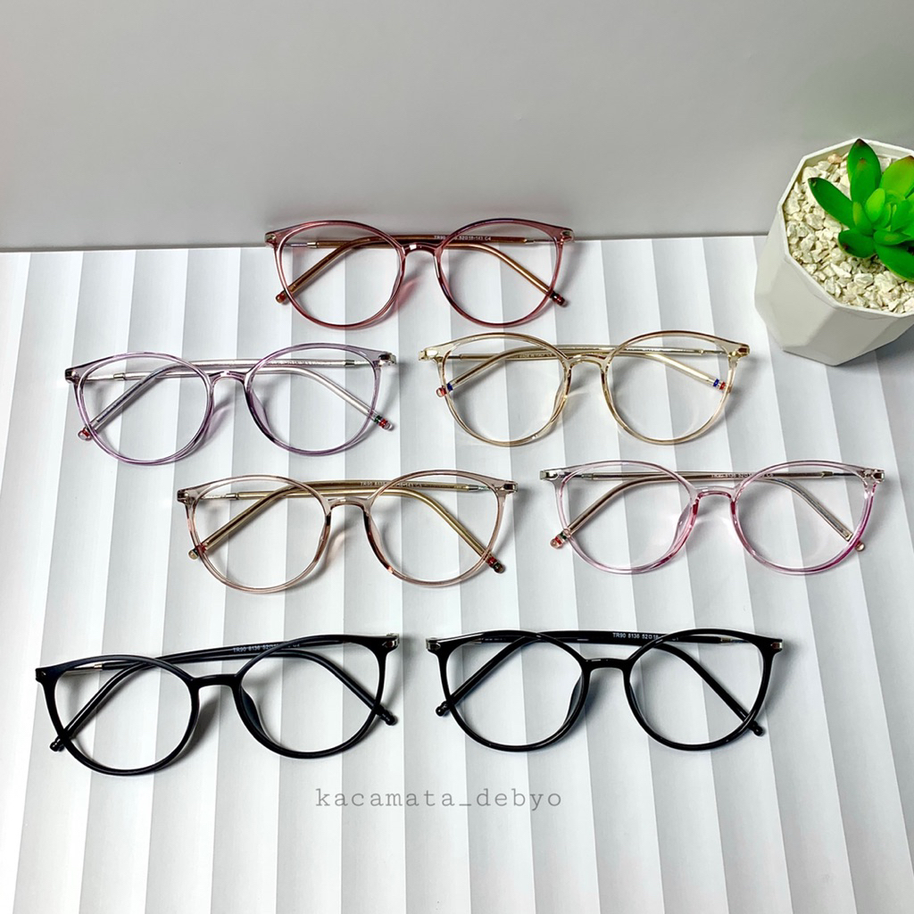 Frame TR90 8136/Frame Bulat/Kacamata Bulat/Kacamata Minus/Kacamata Wanita/Lensa Minus