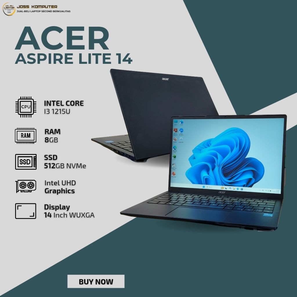 ACER ASPIRE LITE 14 INTEL CORE i3-1215U/ RAM 8GB/ SSD 512GB/ 14 INCH WUXGA