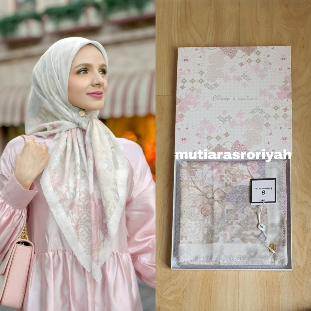 READY STOCK Buttonscarves The Dream Park Rare Item Marshmallow Putih Off White Disney Voal New with 