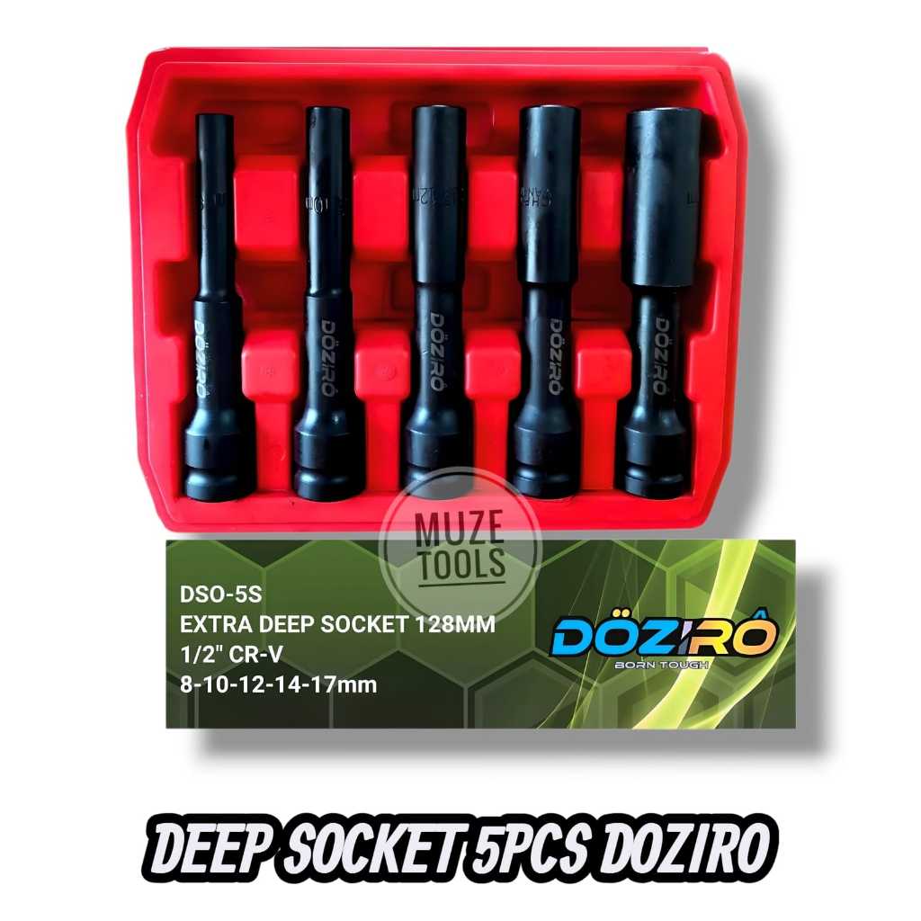 DEEP Mata Kunci Shock Extra Panjang 8-17mm Impact Kunci Socket 1/2" Impact Sok Impact Wrench Socket 
