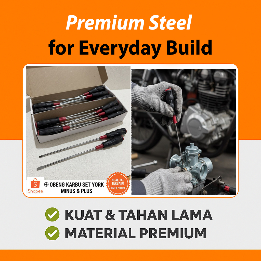 Obeng YORK (-) Minus / Obeng (+) Plus Stelan Karburator Sepeda Motor / Obeng Serbaguna Elektronik Ra
