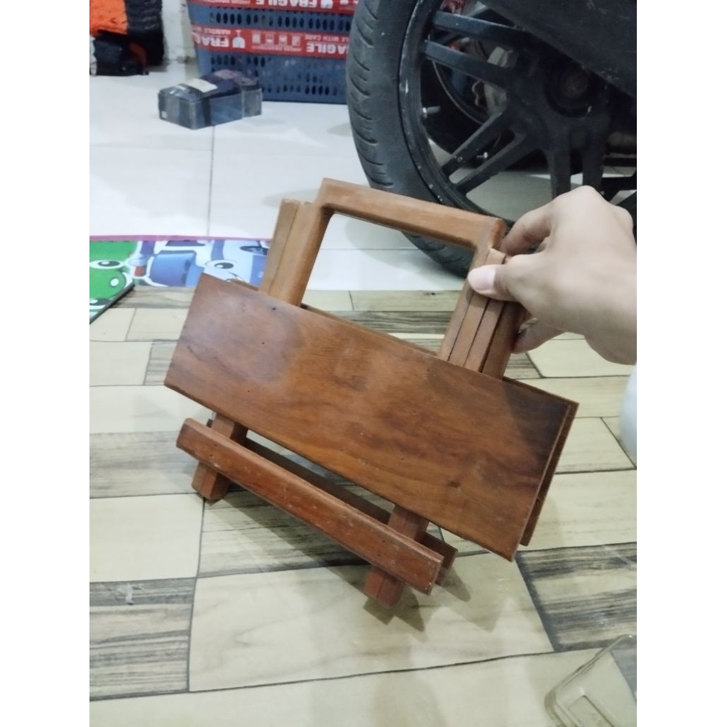 Rehal Rekal Ulin Uk ± 29 cm / Meja Lipat Kayu Ulin / Besi Ukuran 29cm - Furniture
