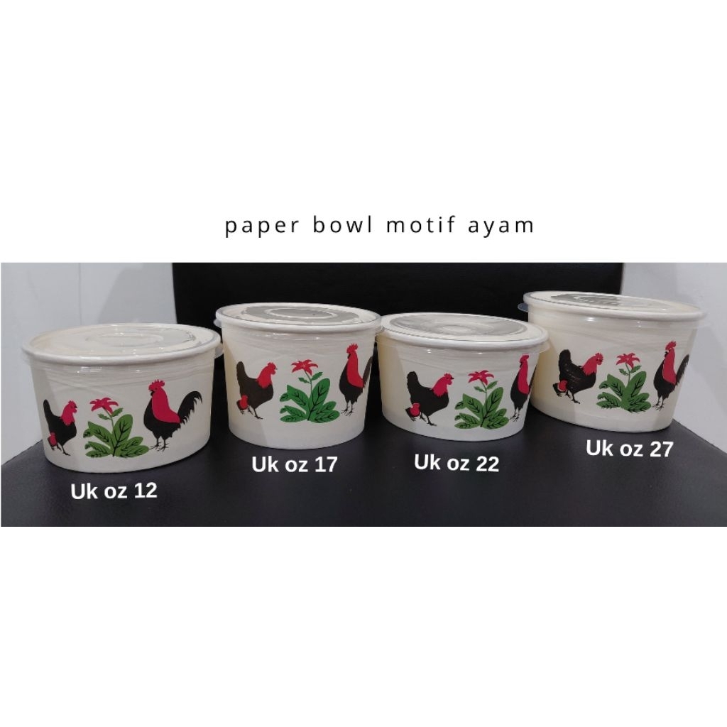 Paper Bowl Motif Ayam 12 Oz 360 ml
