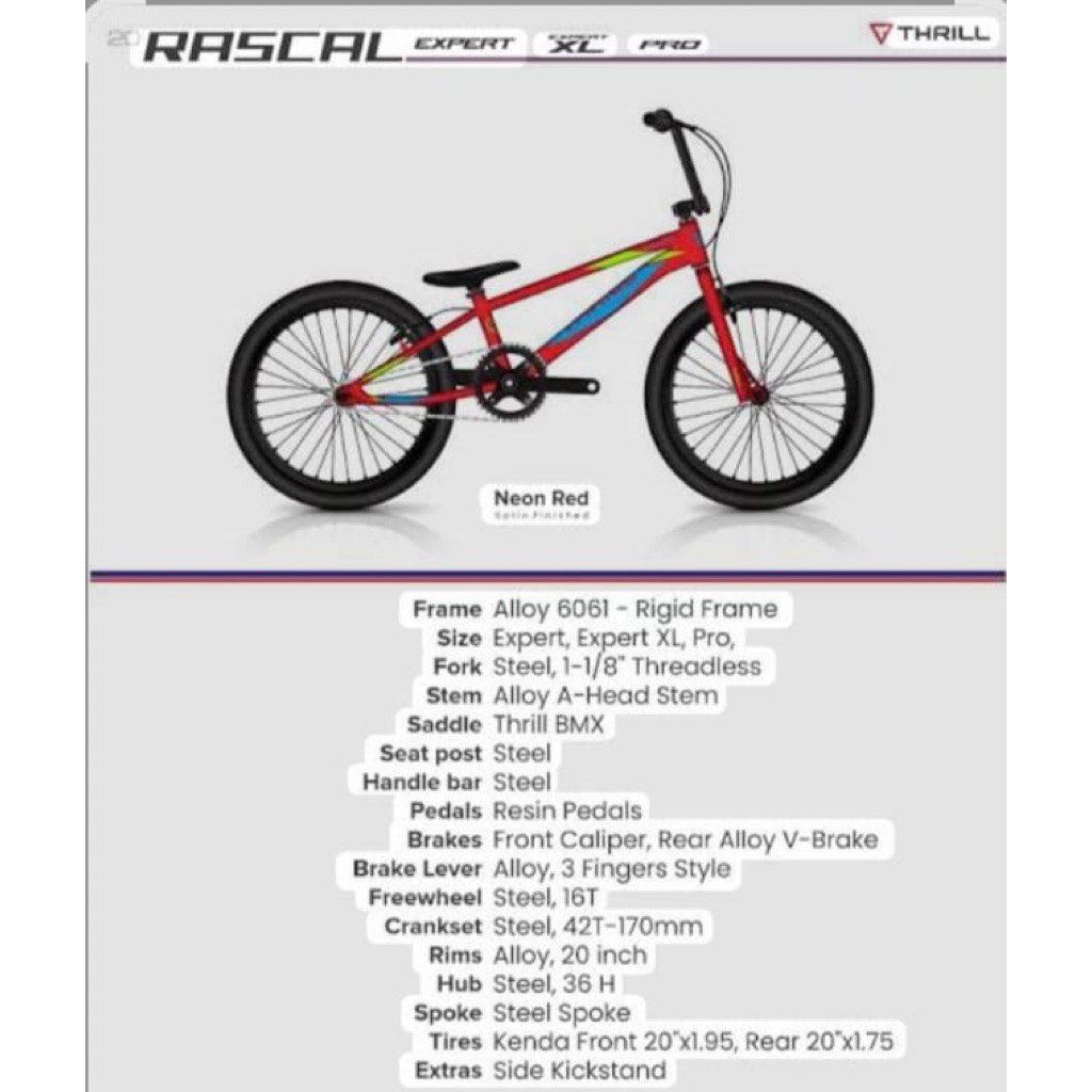 Sepeda Anak Thrill Bmx 20 Rascal Pro AL