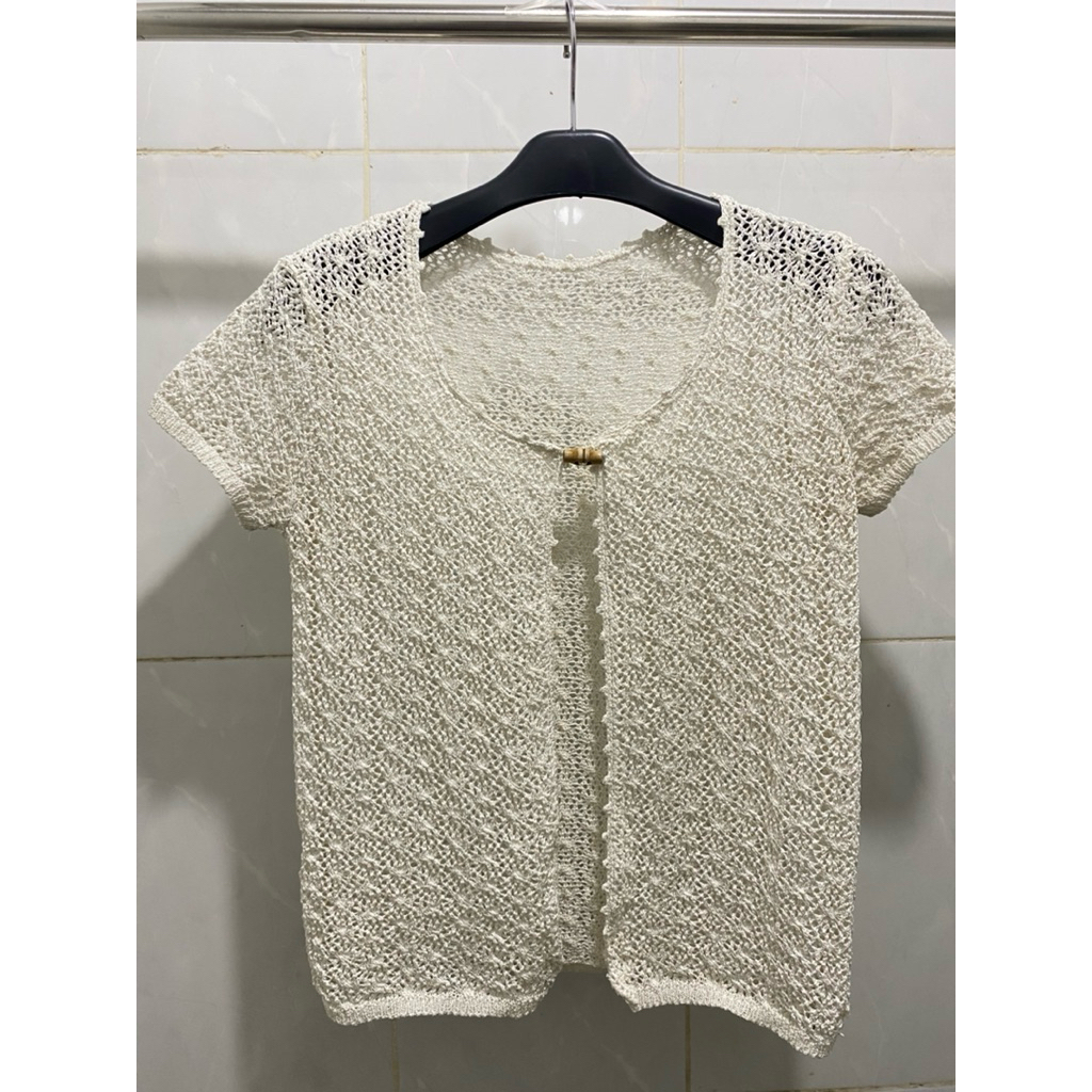 Cardigan Rajut (Knitted Cardigan / Crochet Cardigan) PUTIH