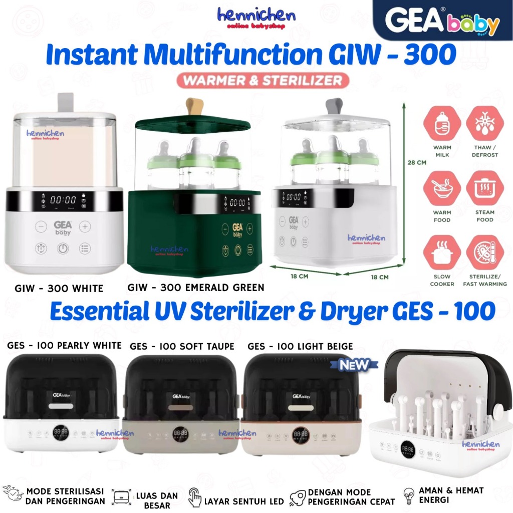 GEA Baby Instant Warmer & Sterilizer GIW-300 Penghangat Asi / Susu Steril botol bayi / Milk & Food W