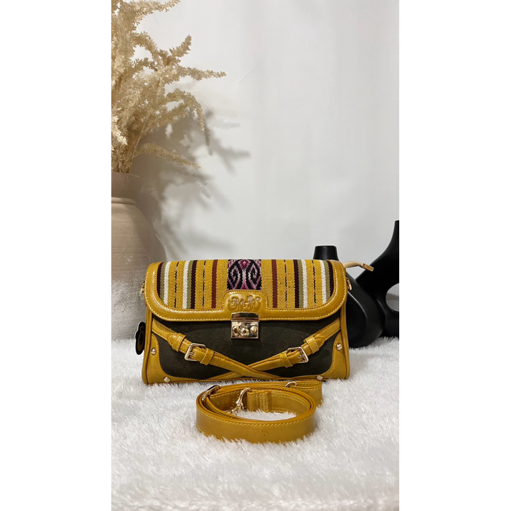 Oleilu - Btari Series - Clutch & Sling Bag - Cowhide Italian Leather Mix Cowhide Grade Super Suede &