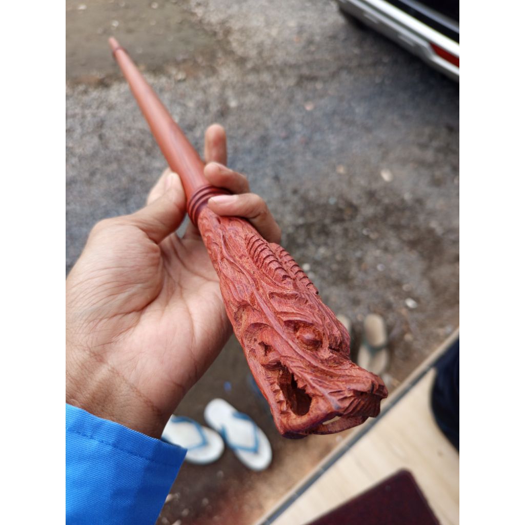 tongkat kayu gali Nagasari asli super berkualitas ukir kepala naga