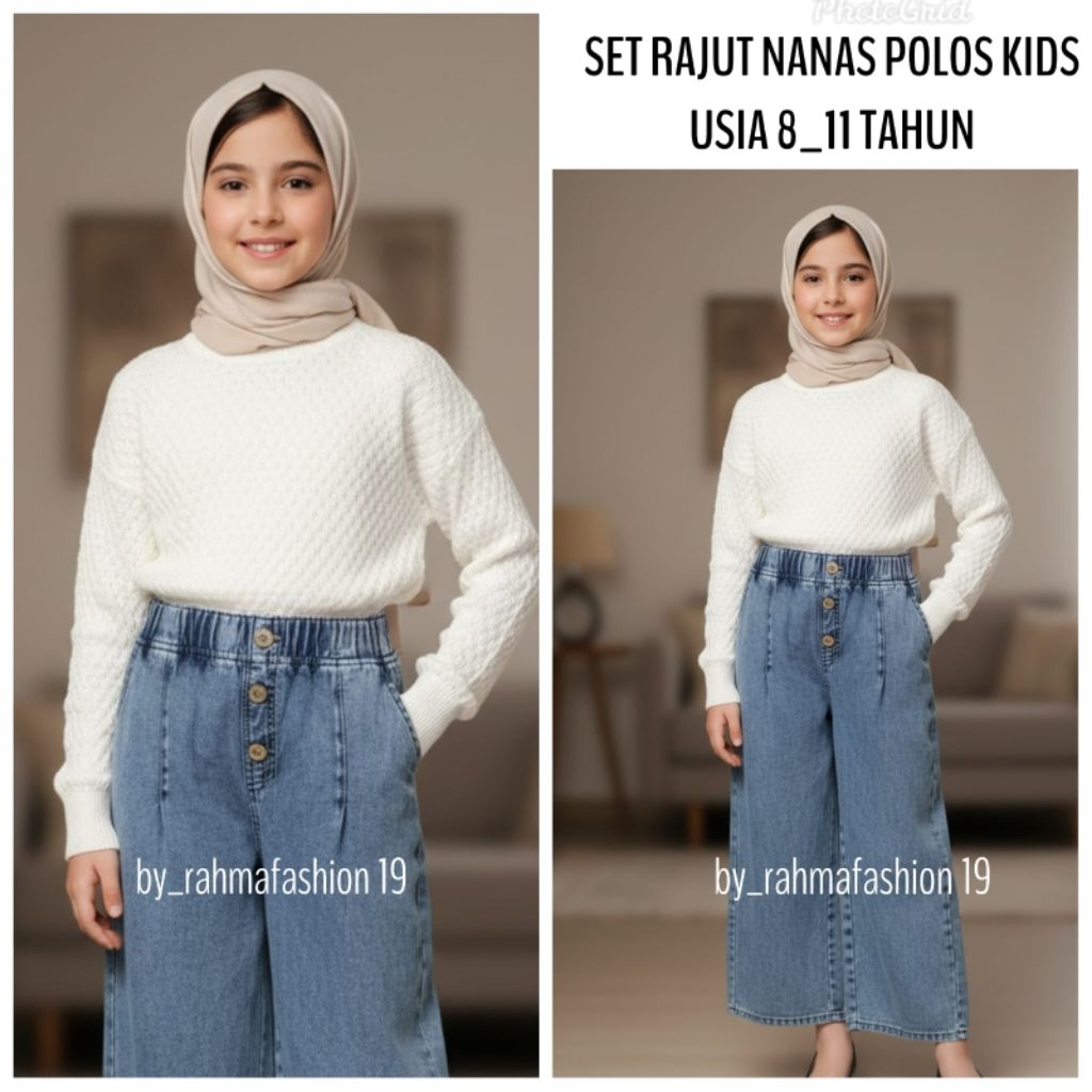 Set Rajut Nanas Polos Anak Perempuan Usia 8_11 Tahun Fashion Terbaru