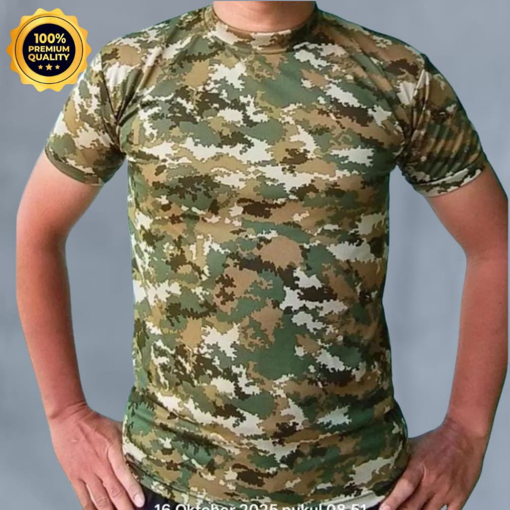 KAOS LORENG DRYFIT LENGAN PENDEK/BAJU LORENG TNI PRIA WANITA