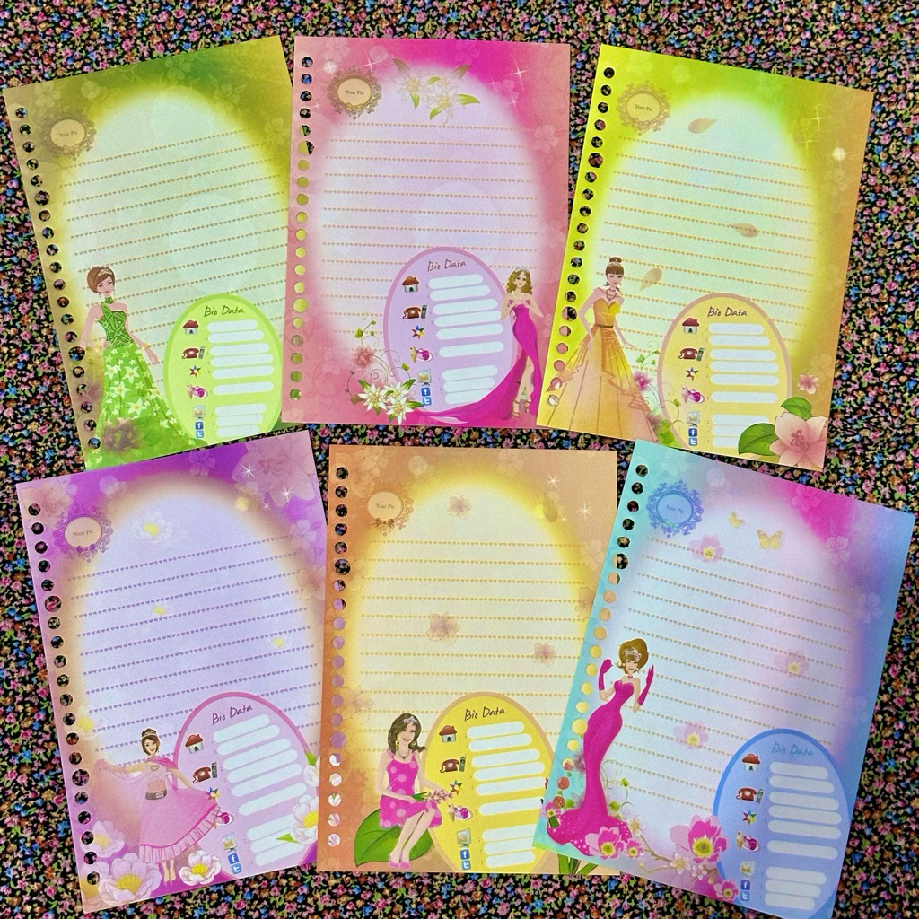 6 LEMBAR harvest kertas binder loose leaf karakter