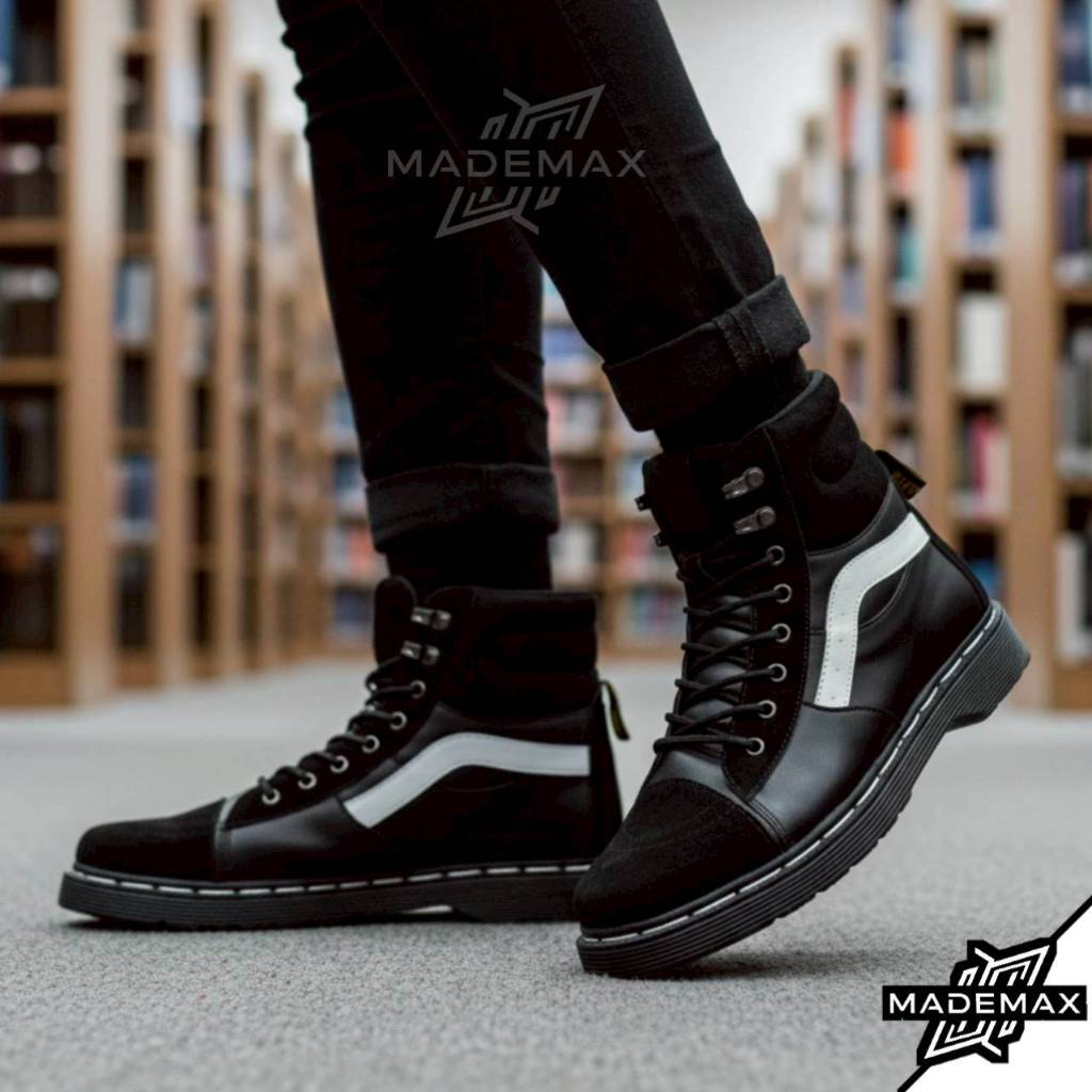 SKZ MILTON - Sepatu Oxford Docmart Formal Boot Fashion Pantofel Kerja Pria Hitam