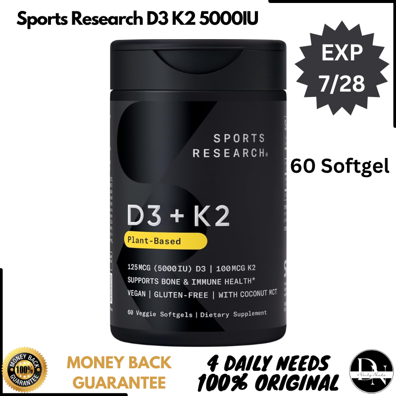 SR Sports Research Vitamin D3 + K2 with Coconut MCT Oil 125 mcg