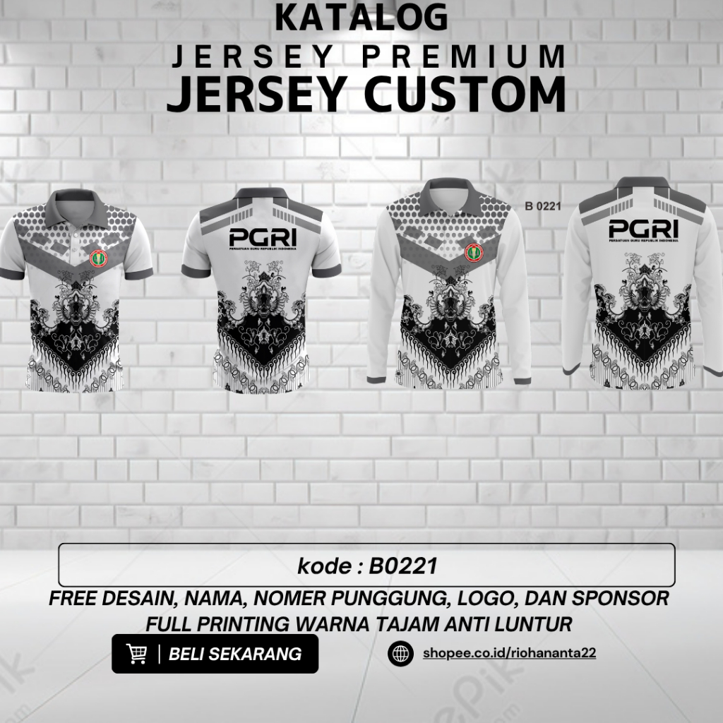 Seragam Kaos PGRI | Jersey PGRI | Jaket PGRI | JERSEY PREMIUM FREE CUSTOM