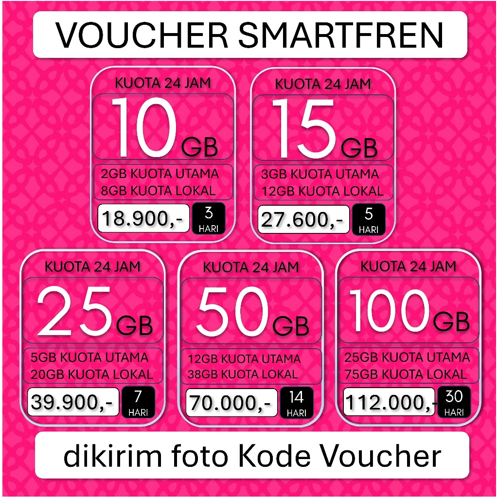 Voucher Smartfren 10GB 15GB 25GB 50GB 100GB