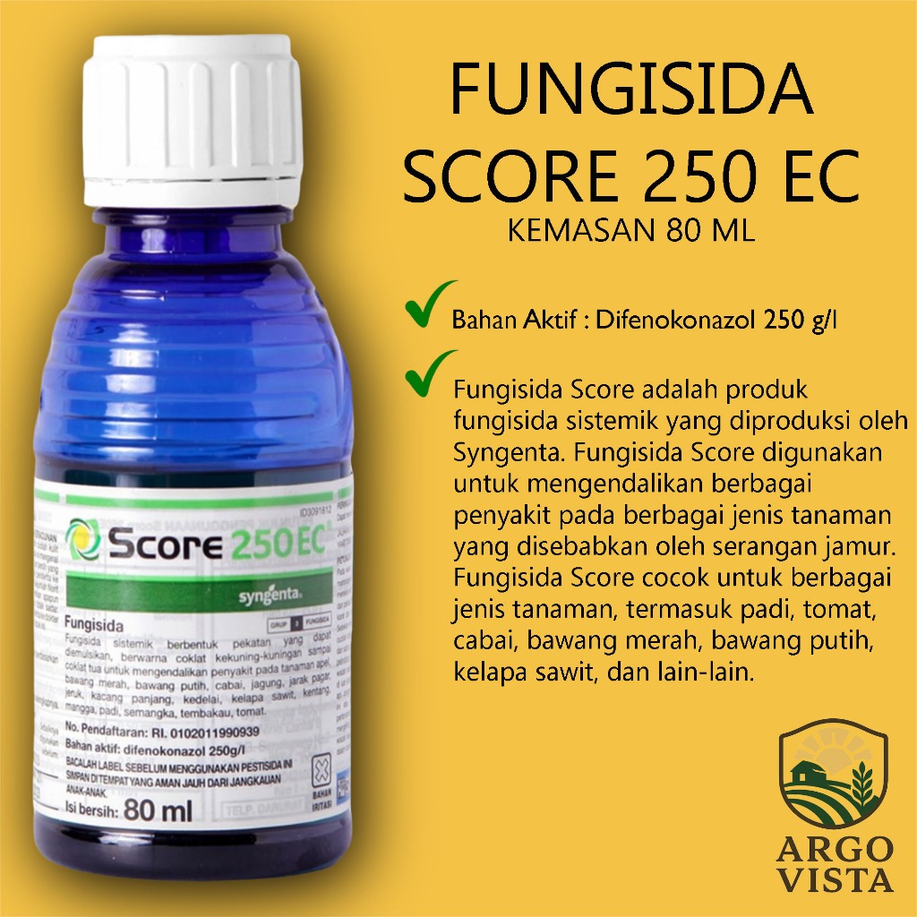 SCORE 250 EC SYNGENTA KEMASAN 80 ML FUNGISIDA ZPT Zat Pengatur Tumbuh Tanaman Obat Jamur Pertanian