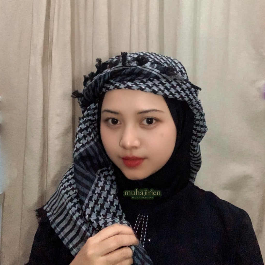 Sorban Arabian Tactical Grey Hijab Wanita Muslim Style Arabian (syal Shemagh) Best Seller
