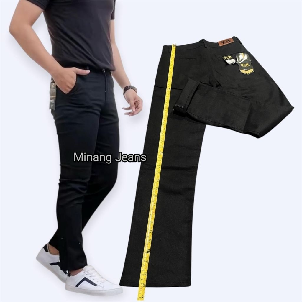 Celana Chino Pria Bgold Premium Slim Fit Black Bahan Stretch Formal & Casual - Minang Jeans