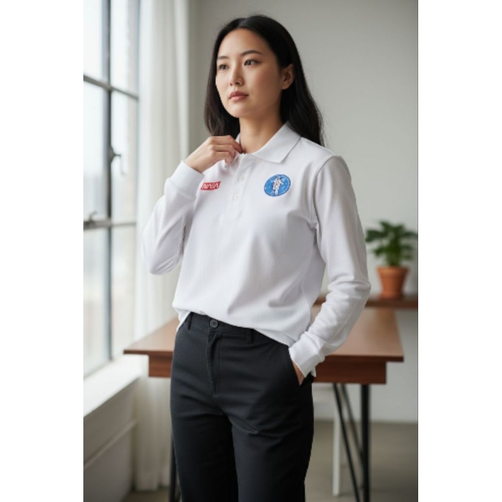 Polo Shirt Wanita Logo Bordir // Kaos Kerah Wanita Bordir Nassa Lengan Panjang // Baju Polo Kerah Wa
