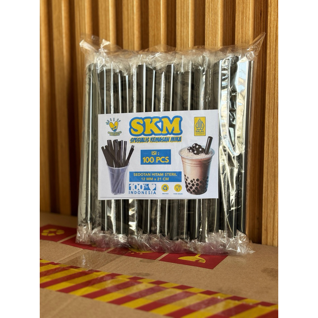 1 KARUNG 5.000PCS Sedotan Bubble Boba Steril hitam 12mm x 21cm higienis bubble straw sedotan besar b