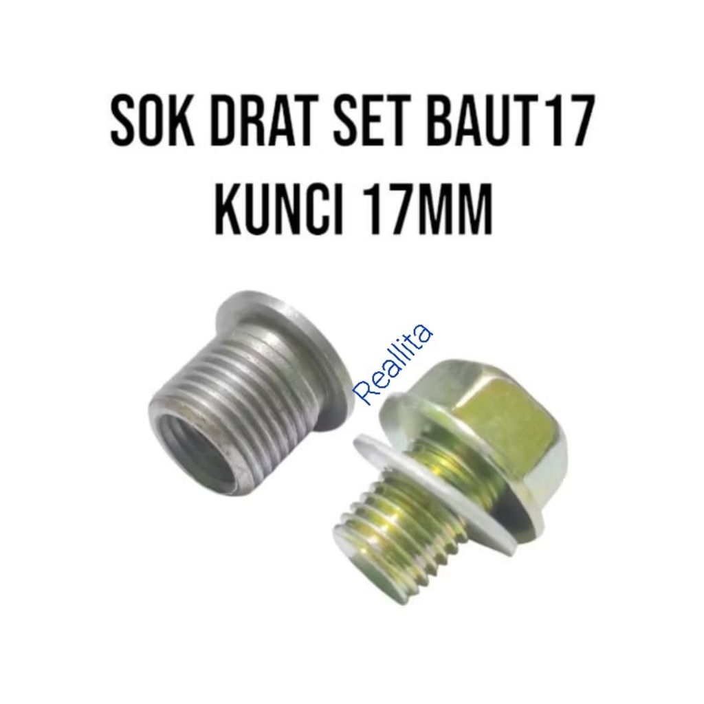 SET SOK DRAT BAUT OLI MOTOR BAUT 17 KUNCI 17