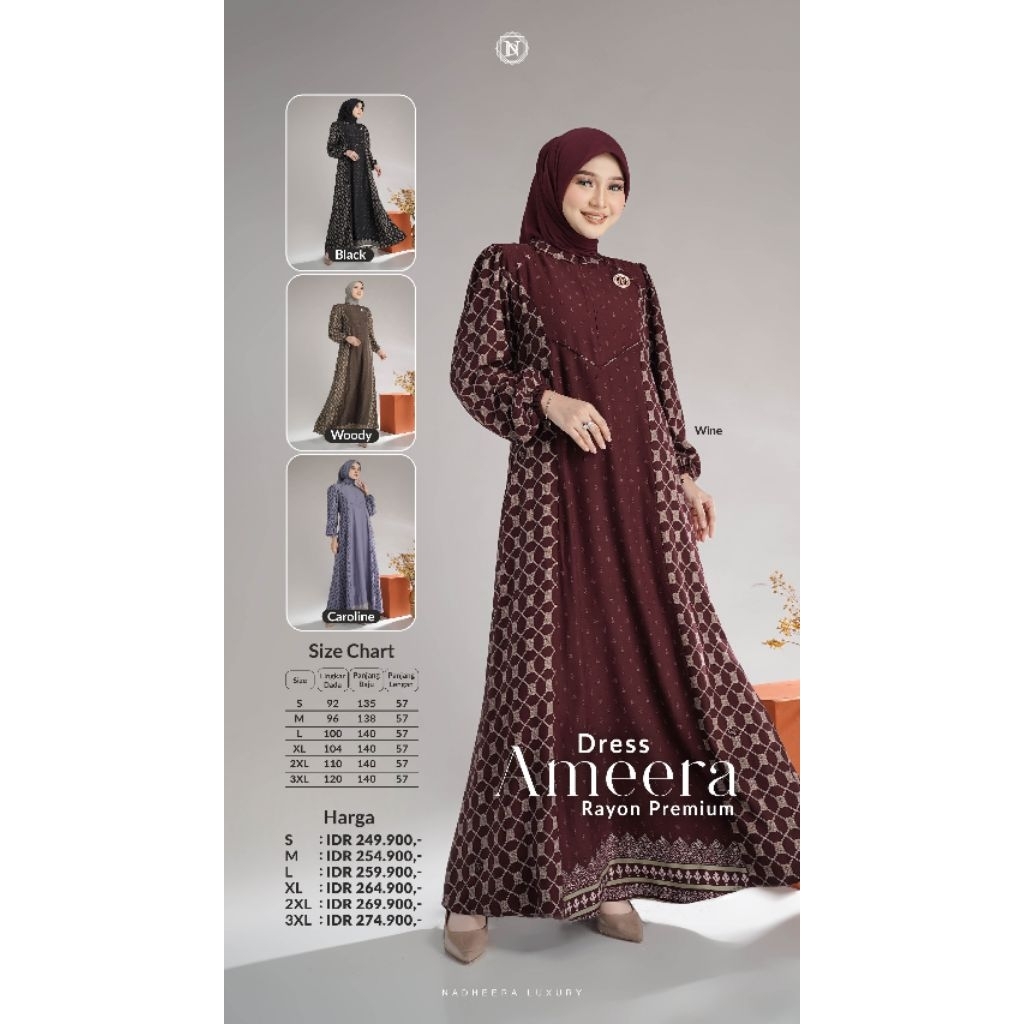 AMEERA SERIES  DRESS, MIDI & BLOUSE NADHEERA LUXURY