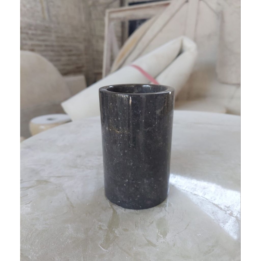 Gelas batu granit hitam glossy Terlaris