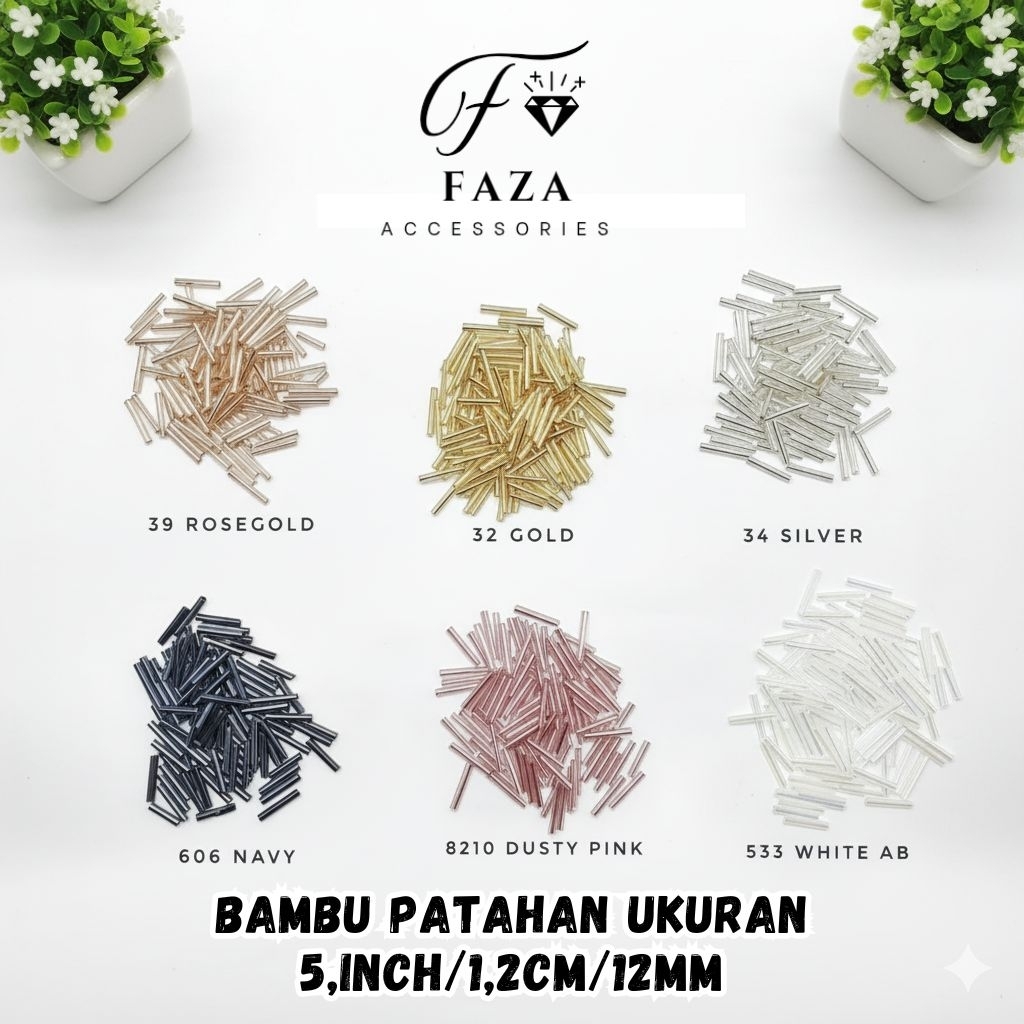[25 GRAM] Payet Bambu 5 inch / 1,2cm / 12mm /Mote Bambu / Warna, Silver, Gold, Putih, Rosegold, Navy
