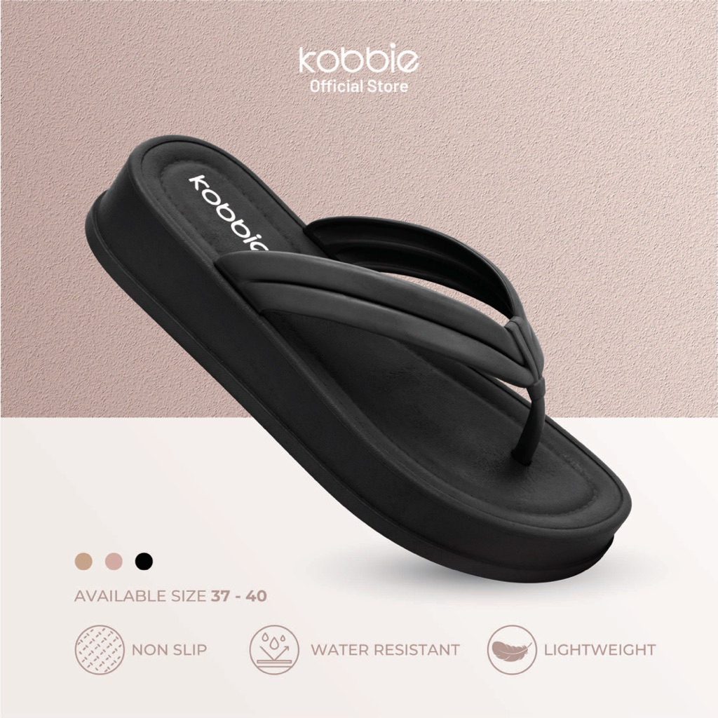 KOBBIE Sandal Jepit Jelly Wedges Wanita 4cm – Sandal Jelly Empuk Anti Slip Harian Kekinian JOY-001