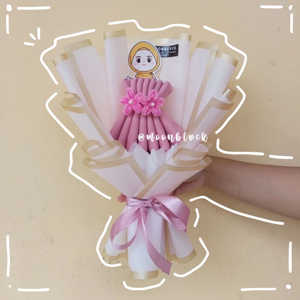 Bucket Hijab Hari Guru Bella Square / Voal Buket Hijab Topper Bouquet Hadiah Hari Guru