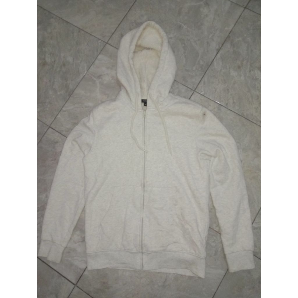Hoodie zipper full inner sherpa white TOPTEN