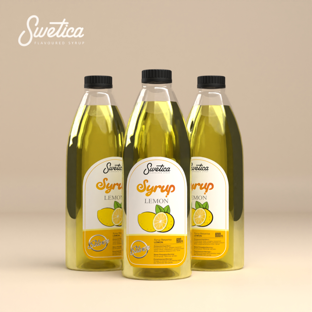 Sirup Kopi Kekinian Swetica Silver Lemon 600ml - Sirup Lemon Segar dan Murah - Hotel Restoran Cafe
