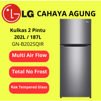 LG Kulkas 2 Pintu 202 Liter No Frost - GN-B202SQIR