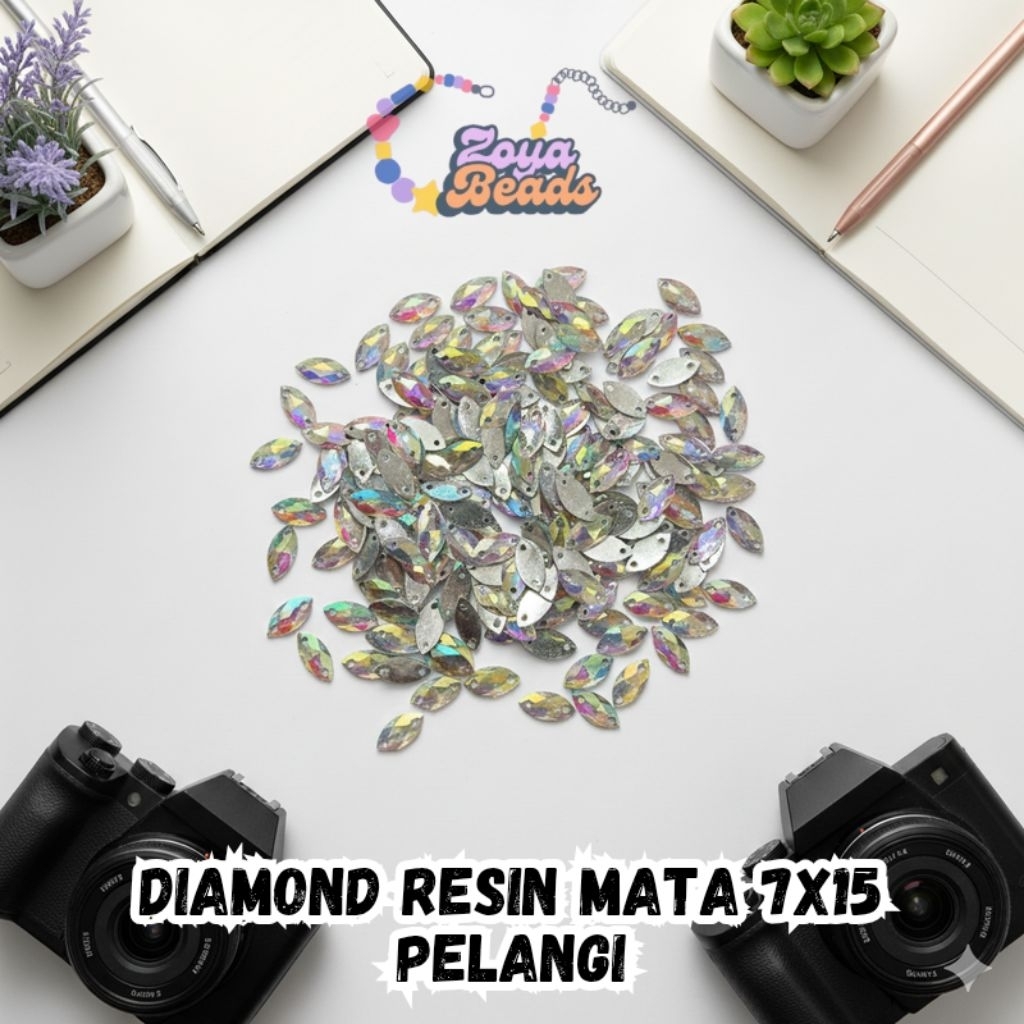 [50 Pcs] Diamond Resin Mata 7x15 Pelangi / Diamond Mata / Diamond Resin / Payet Resin / Payet Mata /