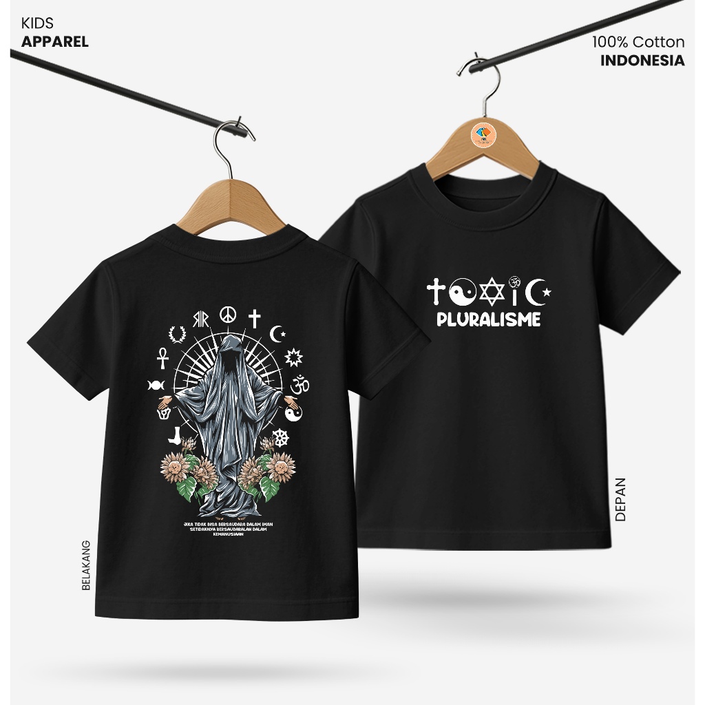 Baju Kaos Distro Anak Laki Laki Depan Belakang Keren Usia 3 - 10 Tahun - Kidswear Motif Pluralisme V