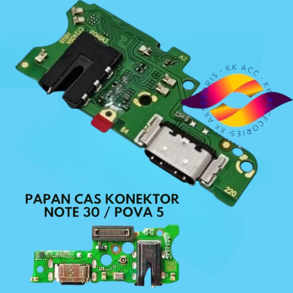 Papan Cas Konektor + Ic Mic Tecno Pova 5 Pova 6 Pova 6 Pro 5G  Board Konektor Fast Charger