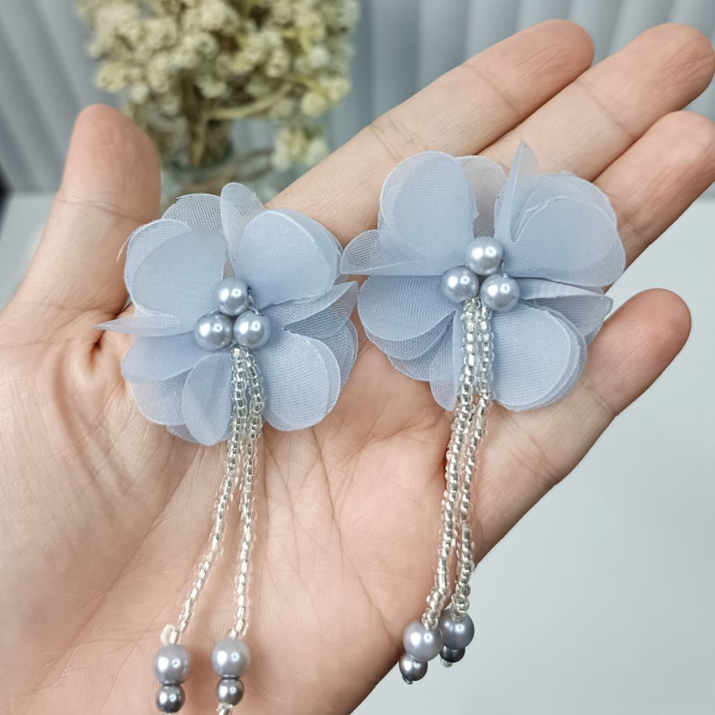 Hiasan Bunga Organza Elegan Multifungsi ,bunga juntai 2, kain organza,Bunga Kain Organza Mini Hiasan