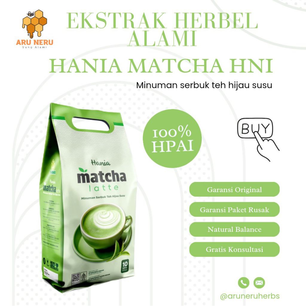 Hania Matcha Latte – 10 Sachet Minuman Serbuk Matcha Susu