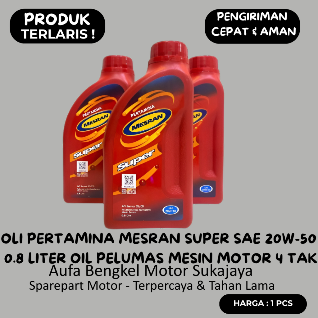 Oli Mesin Pertamina Mesran Super 4T 0,8L SAE 20W-50 Original 100% ASLI Sepeda Motor Supra Grand Prim